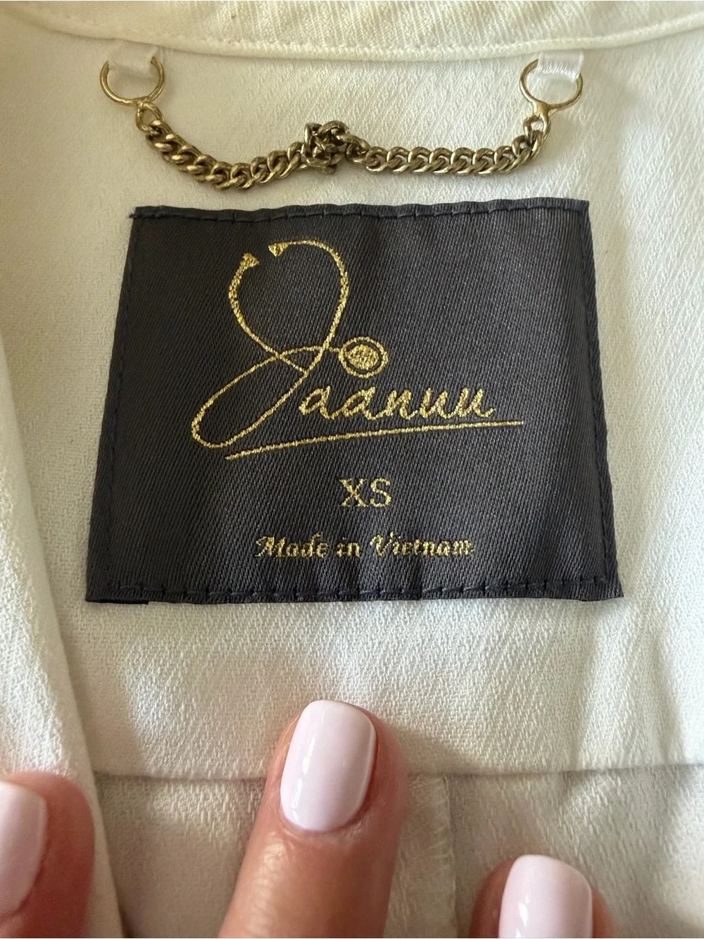 Jaanuu White Long Trench Coat with Gold Zippers